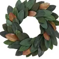 Large artificial magnolia leaf wreath with lush green and brown foliage for home decor - 45cm / Style 176