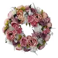 Elegant pink and purple artificial rose wreath for Easter and spring door decoration - 45cm / Style 116