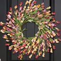 Colorful artificial spring floral wreath for front door wall decoration - 45cm / Style 119