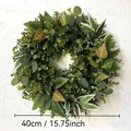 Artificial green leaf wreath 40cm spring decoration for front door hanging decor - 45cm / Style 177