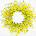 Vibrant yellow artificial spring flower wreath for Easter and front door wall decor - 45cm / Style 80