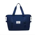 Large capacity foldable dark blue travel fitness bag with durable webbing straps - Dark Blue