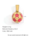 Colgante de balón de fútbol en esmalte rosa y acero inoxidable bañado en oro de 18k - Dorado / 11.2mm / Rosa