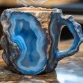 Blue agate mineral crystal coffee mug made of resin with natural stone texture detail - With Inner Liner / Blue (Blue Crystal)