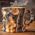 Unique geode style mineral crystal resin coffee mug with realistic natural stone texture - With Inner Liner / Rock Color