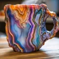 Vibrant mineral crystal coffee mug featuring colorful resin geode patterns and textures - With Inner Liner / Rainbow Ore Type B