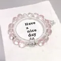 Forest style pink crystal bracelet with rabbit bead and star charm detail - Pink (Rabbit Style)