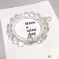 Forest style light green crystal bead bracelet with cute silver rabbit and star charm - Green (Rabbit Style)