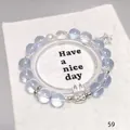 Forest style purple crystal bead bracelet with silver bunny and star charms - Blue (Rabbit Style)