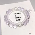 Purple forest style crystal beaded bracelet featuring silver rabbit and star charms - Purple (Rabbit Style)