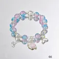 Dreamy blue and pink starry sky crystal beaded bracelet with shell and fish tail charms - Shell Fish Tail Purple