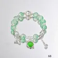 Elegant forest style green crystal beaded bracelet with mermaid tail and shell charms - Shell Fish Tail Green