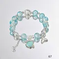 Forest style light blue crystal beaded bracelet with mermaid tail and shell charms - Shell Fish Tail Blue