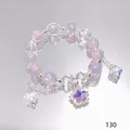 Elegant purple and clear crystal star butterfly charm bracelet with silver chains - Star Clover Bracelet Purple