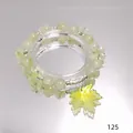 Elegant forest style light green beaded bracelet with translucent maple leaf charm - Fallen Maple Leaf Green