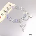 Forest style crystal butterfly bracelet with blue and purple gradient beaded strands - Scallop Bamboo Joint Purple