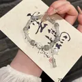 Ethereal starry sky crystal butterfly bracelet with bamboo beads in Mori style design - Bamboo Heart Bracelet (Ink Color)