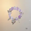 Elegant purple starry crystal bead bracelet featuring intricate silver butterfly charms for women - Purple Bead Butterfly Dream