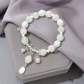 Forest style pastel crystal beaded bracelet with stars and charms accessory jewelry - Lucky Cat Green