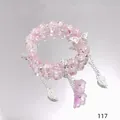 Niche forest style pink crystal beaded bracelet with silver butterfly and flower charms - Shining Orchid Pink