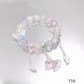 Forest style starry sky crystal bead bracelet with silver butterfly and flower charms - Shining Orchid Multicolor