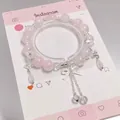Charming pink crystal beaded bracelet with silver butterfly and bow charms for women - Bow Tassel Crystal Pink