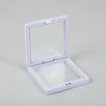 Minimalist white square 3D floating jewelry display frame with clear PE film - 9*9cm / White