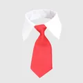 Adjustable pet formal collar with red necktie for cats and small dogs accessories - Red
