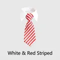 Red and white diagonal striped pet tie with a classic white collar for cats and dogs - Red & White Diagonal Stripes