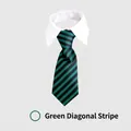 Professional pet formal white collar with green and black diagonal striped necktie accessory - Green Diagonal Stripes