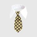 Gentleman pet collar with a yellow and brown plaid checkered necktie for cats and dogs - Yellow & Black Plaid