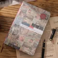 Taccuino vintage A5 con illustrazioni colorate in stile retrò su carta kraft marrone - Rosso
