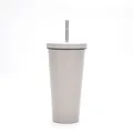 Premium 750ml light gray vacuum insulated stainless steel coffee tumbler with straw - 750ml / Coffee