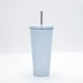 750ml light blue stainless steel vacuum insulated coffee tumbler with metal straw - 750ml / Light Blue