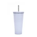 Insulated 750ml light purple stainless steel vacuum tumbler with straw and lid for coffee - Lavender