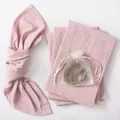 Dusty pink cotton linen napkins with decorative twine for party table decor - Dusty Pink