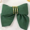 Elegant dark green cloth napkin with triple golden rings for festive dining decoration - Dark Green