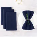 Premium navy blue cotton linen cloth napkins for elegant dinner party and holiday table decor - Navy Blue
