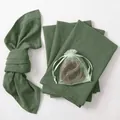 Sage green cotton linen napkins set with decorative twine in organza bag - Olive Green