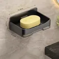 Schwarze Seifenschale für die Wandmontage mit Abfluss und zwei Haken, ohne Bohren - Klassisches Schwarz