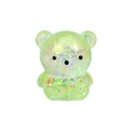 Close-up of a translucent green glitter bear squishy toy for stress relief - Green