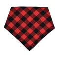 Classic red and black buffalo plaid triangle bandana scarf for small and medium pets - 45x64cm / Red and Black Plaid