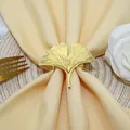 Golden ginkgo leaf napkin ring for creative luxury hotel restaurant table decoration - Ginkgo Leaf Hollow Style / Gold