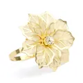 Luxury gold filigree flower napkin ring with crystal center on white background - Hollow Flower with Rhinestone / Gold
