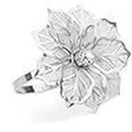 Elegant silver hollow metal napkin ring featuring an intricate flower design for table decor - Hollow Flower Style / Silver