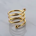 Modern gold spiral metal napkin ring with spherical ends for elegant table decor - Spiral with 2 Beads Style / Gold