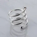 Elegant silver spiral metal napkin ring with ball ends for decorative table setting - Spiral with 2 Beads Style / Silver