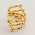 Creative luxury gold spiral metal napkin ring with bead ends for elegant table settings - Spiral with 6 Beads Style / Gold