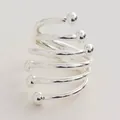 Creative silver spiral metal napkin ring with decorative ball ends for table setting - Spiral with 6 Beads Style / Silver