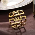 Modern hollow geometric metal napkin ring with luxury gold finish for table decor - Great Wall Pattern Hollow Style / Gold